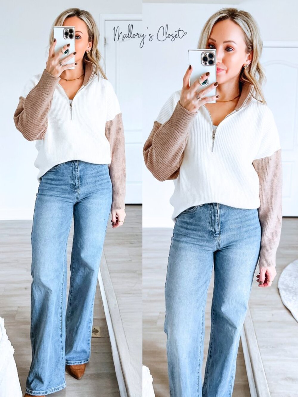 Micah Color Block Collar Half Zipper Pullover Sweater | Women's Winter Style